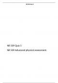 NR 509 Quiz 5, NR 509 Advanced physical assessment. Chamberlain