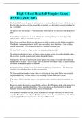 High School Baseball Umpire Exam - ANSWERED 2023