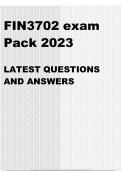 FIN3702 exam Pack 2023 LATEST QUESTIONS AND ANSWERS