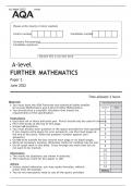 AQA A LEVEL FURTHER MATHEMATICS PAPER  2 JUNE 2022 QUESTION PAPER &MARK SCHEME 