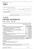 AQA A LEVEL FURTHER MATHEMATICS PAPER 3M JUNE 2022 QUESTION PAPER &MARK SCHEME -Mechanics