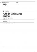 AQA A-level FURTHER MATHEMATICS 7367&sol;3M Paper 3 Mechanics Mark scheme June 2022