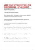 LEED v4 GA Practice Exam Questions and Answers&comma; LEED Green Associate Sample Exam Questions&comma; Answers & LEED EXAM WITH QUESTIONS AND ANSWERS 2023 100&percnt; CORRECT & LEED v4 GA Practice Exam Questions with Verified Answers &lpar;2023 Update&rpar; Assured Success &lpar;100Qs&rpar;&period;