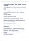 Dialysis &lpar;Nursing 4 TEST 3&rpar; with correct Answers&period;
