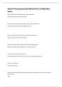 Sterile Processing Study Material for Certification Exam Already Graded A