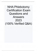NHA Phlebotomy Certification Exam Questions and Answers 2023 (100% Verified Q&A)