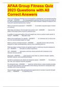 AFAA Group Fitness Quiz 2023 Questions with All Correct Answers 