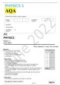 AQA JUNE 2022 AS LEVEL PHYSICS  PAPER 1 & 2 FINAL QUESTION PAPER AND MARK SCHEME
