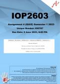 IOP2603 Assignment 4 (QUIZ) Semester 1 2023 (699787)