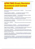 APM PMQ Exam Revision Questions and Correct Answers 