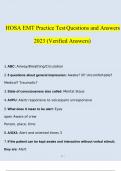 HOSA EMT Practice Test Questions and Answers 2023 (Verified Answers)