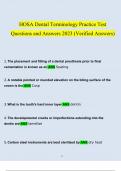 HOSA Dental Terminology Practice Test Questions and Answers 2023 (Verified Answers)
