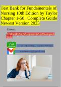 Test Bank for Fundamentals of Nursing 10th Edition by Taylor Chapter 1-50 | Complete Guide Newest Version 2023