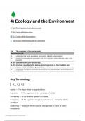 Edexcel iGCSE Biology | 4) Ecology and the Environment