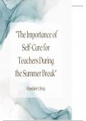 The Importance of Self-Care for Teachers During the Summer Break