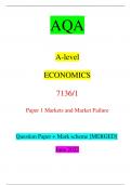AQA A-level ECONOMICS 7136/1 Paper 1 Markets and Market Failure Question Paper + Mark scheme [MERGED] June 2022