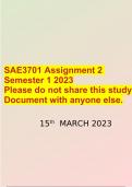 SAE3701 Assignment 2 Semester 1 2023 15th MARCH 2023.