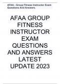 AFAA GROUP FITNESS INSTRUCTOR EXAM QUESTIONS AND ANSWERS LATEST UPDATE 2023