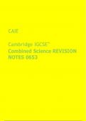 (CAIE) Cambridge IGCSE COMBINED SCIENCE REVISION NOTES 0653