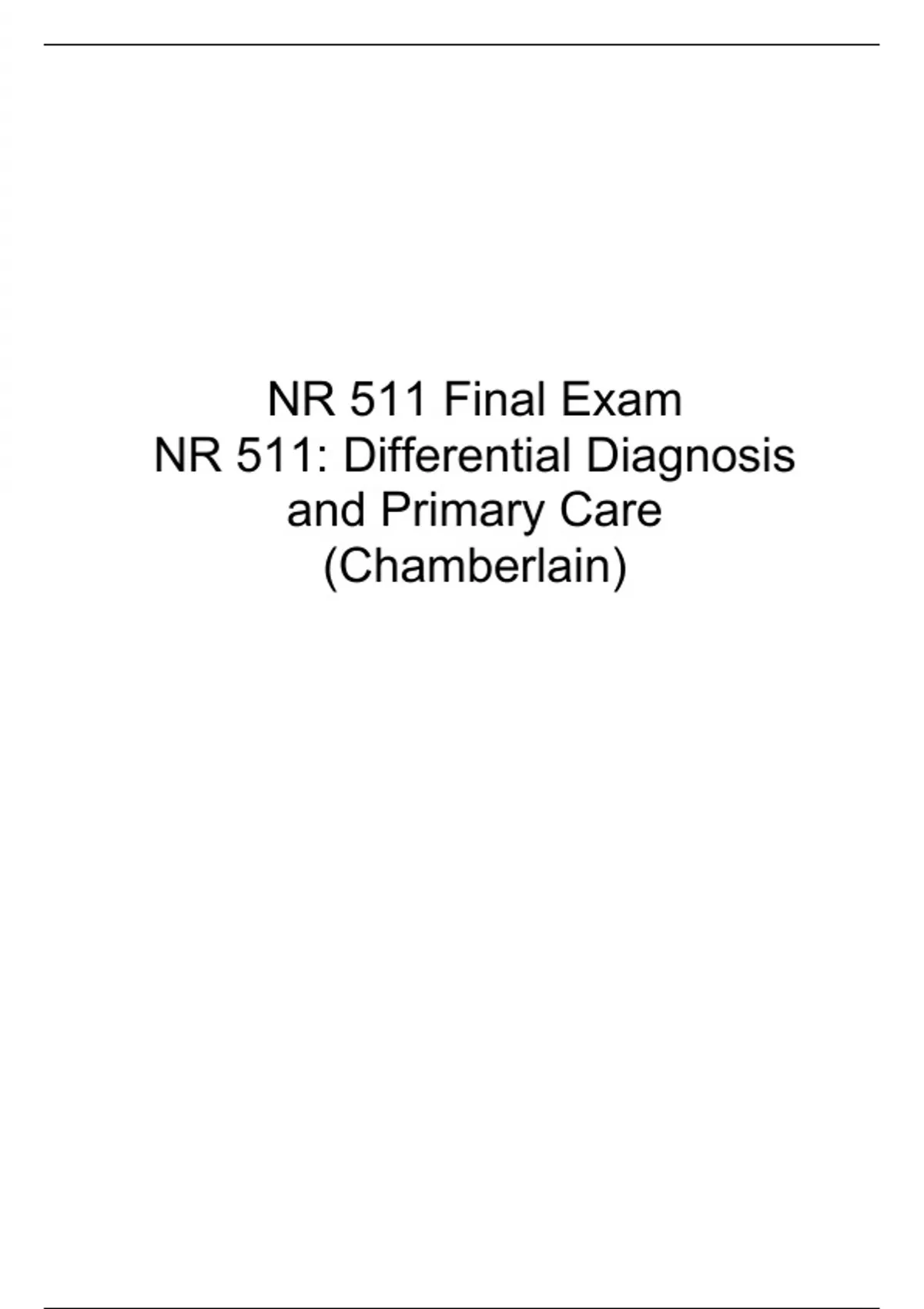 NR511 Final Exam ( Version 3), NR 511 Differential Diagnosis and ...