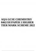 AQA GCSE CHEMISTRY 8462/1H PAPER 1 HIGHER TIER MARK SCHEME 2022