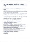 CA DRE Salesperson Exam Correct 100&percnt;