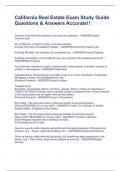 California Real Estate Exam Study Guide Questions & Answers Accurate&excl;&excl;