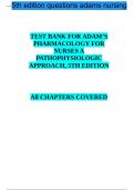 TEST BANK FOR ADAM’S PHARMACOLOGY FOR NURSES A PATHOPHYSIOLOGIC APPROACH, 5TH EDITION All CHAPTERS COVERED
