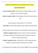 Florida PT Jurisprudence Exam 2023 Questions and Answers