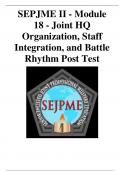 SEPJME II - Module 18 - Joint HQ Organization, Staff Integration, and Battle Rhythm Post Test