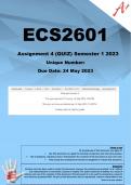 ECS2601 Assignment 4 (QUIZ) Semester 1 2023