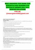 BEST ANSWERS TEST BANK FOR  GERONTOLOGIC NURSING 6TH  EDITION BY MEINER 2023 100&percnt;  VERIFIED SOLUTIONS 2023&sol;2024 WITH RATIONALES 