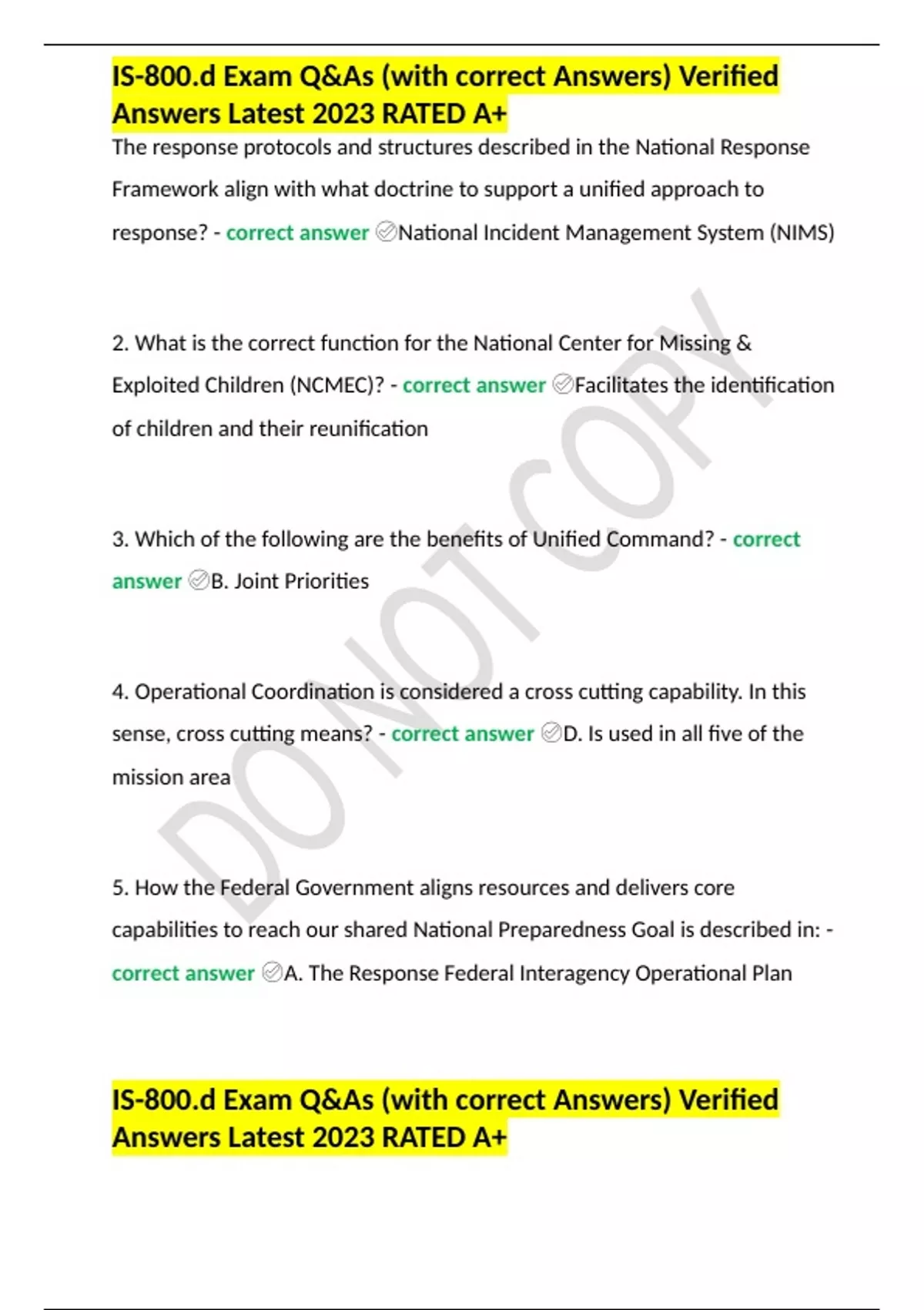 IS800.d Exam Q&As (with correct Answers) Verified Answers Latest 2023