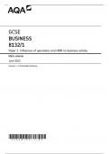 AQA GCSE BUSINESS PAPER 1 Influences Of Operation And HRM On Business Activity 8132-1 &lpar;JUNE 2022&rpar; MARK SCHEME