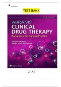 COMPLETE - Elaborated Test bank for Abrams Clinical Drug Therapy Rationales for Nursing Practice 12Ed.Frandsen ALL Chapters Included(1-61)-Download to ACE your Exam at the first Attempt.