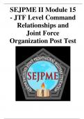 SEJPME II Module 15 - JTF Level Command Relationships and Joint Force Organization Post