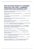 NCIA AZ STATE EXAM LTC LICENSING PRACTICE TEST PART 1 NUMBERS &lpar;QUESTIONS AND ANSWERS&rpar; 2023
