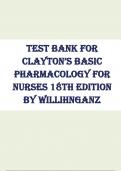 TEST BANK FOR CLAYTON’S BASIC PHARMACOLOGY FOR NURSES 18TH EDITION BY WILLIHNGANZ