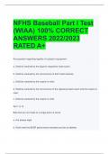 NFHS Baseball Part I Test  (WIAA) 100% CORRECT  ANSWERS 2022/2023  RATED A+