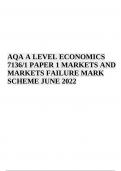 AQA A LEVEL ECONOMICS 7136/1 PAPER 1 MARKETS AND MARKETS FAILURE MARK SCHEME JUNE 2022