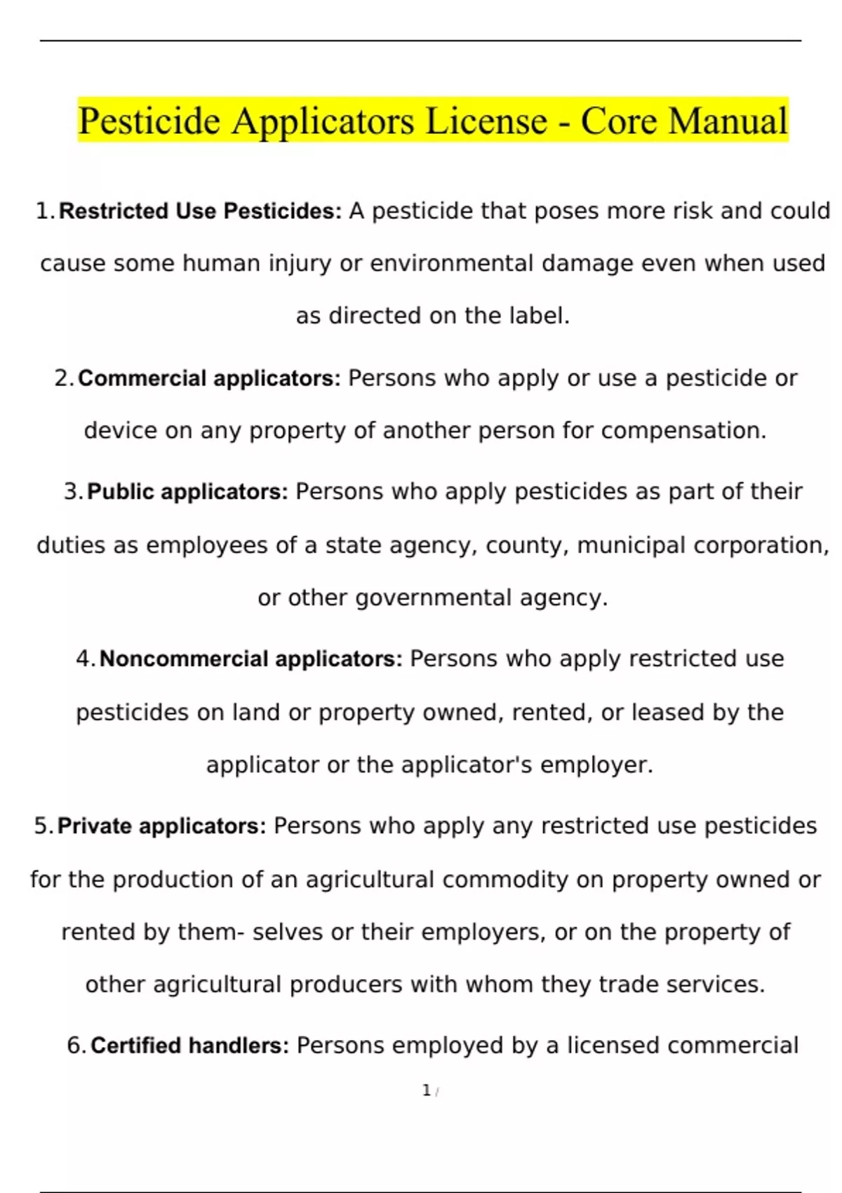 Summary Pesticide Applicators License Core Manual 2023 Complete