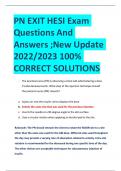 PN EXIT HESI Exam Questions And Answers ;New Update 2022/2023 100% CORRECT SOLUTIONS