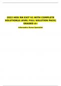 2022 HESI RN EXIT V1 WITH COMPLETE SOLUTION&lpar;A LEVEL FULL SOLUTION PACK&rpar; GRADED A&plus; Informatics Nurse Specialist
