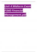 Unit 4 Midterm Exam FI360 Financial Management.