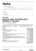                  A-level DESIGN AND TECHNOLOGY: PRODUCT DESIGN Paper 1 Technical Principles