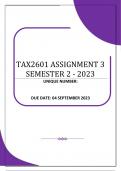 TAX2601 ASSIGNMENT 3 SEMESTER 2 - 2023