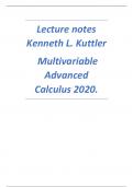 Lecture notes Kenneth L. Kuttler Multivariable Advanced Calculus 2020.