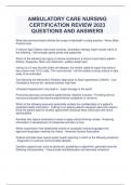 AMBULATORY CARE NURSING CERTIFICATION REVIEW 2023 QUESTIONS AND ANSWERS