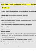 FIN 6406 Quiz Questions &lpar;Latest&rpar; - Already Graded A&plus;