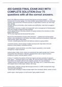 455 GANGS FINAL EXAM 2023 WITH COMPLETE SOLUTION&semi;Over 75 questions with all the correct answers&period;